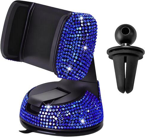 Bling Car Phone Holder, Rhinestone Vehicle Windshield Dashboard Cellphones Mount with Clamp, 360°Adjustable Diamond Automotive Air Vent Smartphones Stand, Universal Fit (Pink) in Saudi Arabia