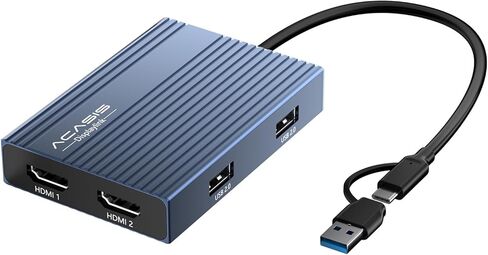 محول ACASIS USB C إلى HDMI DisplayLink مزدوج، 4K@60 هرتز، 2 منافذ HDMI و3 منافذ USB-A، شحن 100 وات PD، محطة إرساء USB C DisplayLink لأجهزة Mac M1/M2/M3/Windows، محول USB A/C إلى شاشة مزدوجة، فضي in Kuwait