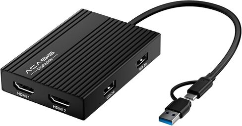محول ACASIS USB C إلى HDMI DisplayLink مزدوج، 4K@60 هرتز، 2 منافذ HDMI و3 منافذ USB-A، شحن 100 وات PD، محطة إرساء USB C DisplayLink لأجهزة Mac M1/M2/M3/Windows، محول USB A/C إلى شاشة مزدوجة، فضي in Kuwait