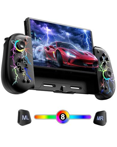 VOYEE Switch Controllers with Hall Effect Joystick & Kickstand for Switch/Switch OLED, Wireless Pro Controller Joypad with RGB Light, Turbo, Macro Programming, 4 Game Slot, Ergonomic Grip in Kuwait
