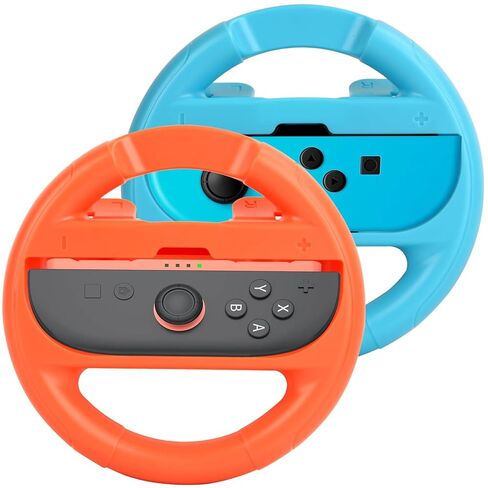 عجلة قيادة Lyvix لجهاز Nintendo Switch 2/1 Joy-Con - هدية عيد الميلاد، عجلة سباق متوافقة مع NS2/NS/OLED لـ Mario Kart World 2025، ملحقات مريحة مع مقابض إطلاق سريعة وتثبيت in Kuwait