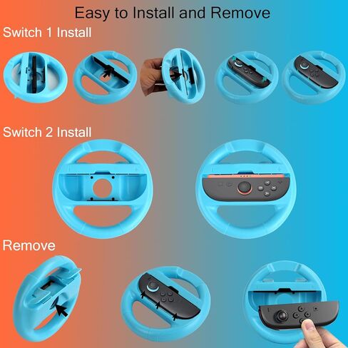 عجلة قيادة Lyvix لجهاز Nintendo Switch 2/1 Joy-Con - هدية عيد الميلاد، عجلة سباق متوافقة مع NS2/NS/OLED لـ Mario Kart World 2025، ملحقات مريحة مع مقابض إطلاق سريعة وتثبيت in Kuwait