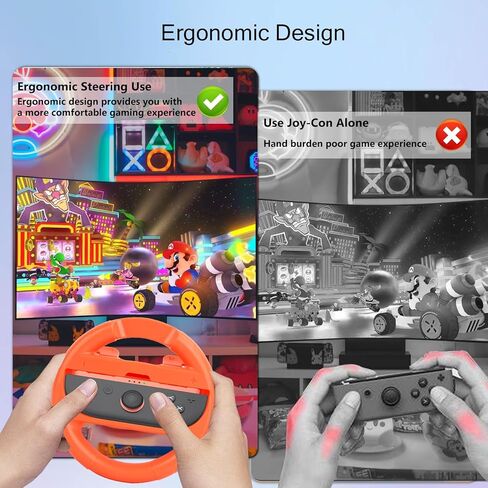 عجلة قيادة Lyvix لجهاز Nintendo Switch 2/1 Joy-Con - هدية عيد الميلاد، عجلة سباق متوافقة مع NS2/NS/OLED لـ Mario Kart World 2025، ملحقات مريحة مع مقابض إطلاق سريعة وتثبيت in Kuwait