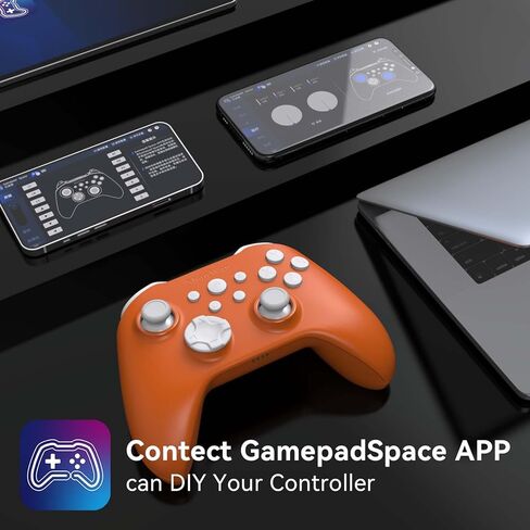 وحدة تحكم ShanWan اللاسلكية للكمبيوتر الشخصي، iPhone، Android، Switch، Steam، Gamepad 2.4G وحدة تحكم بلوتوث مع مشغل تأثير Hall، Turbo، اهتزاز الدمدمة (برتقالي) in Kuwait
