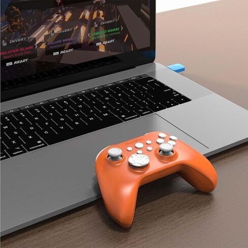وحدة تحكم ShanWan اللاسلكية للكمبيوتر الشخصي، iPhone، Android، Switch، Steam، Gamepad 2.4G وحدة تحكم بلوتوث مع مشغل تأثير Hall، Turbo، اهتزاز الدمدمة (برتقالي) in Kuwait