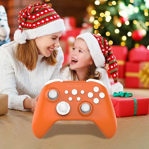 وحدة تحكم ShanWan اللاسلكية للكمبيوتر الشخصي، iPhone، Android، Switch، Steam، Gamepad 2.4G وحدة تحكم بلوتوث مع مشغل تأثير Hall، Turbo، اهتزاز الدمدمة (برتقالي) in Kuwait