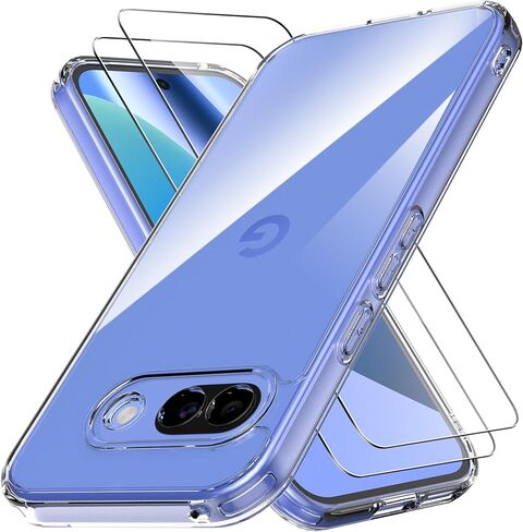 Anoowkoa Designed for Google Pixel 10a Case with 2 Pack Tempered Glass Screen Protector.Anti Yellowing Clear Phone Case[Military Grade Protection] High Transparency.Anti-Scratch.Transparent in Saudi Arabia