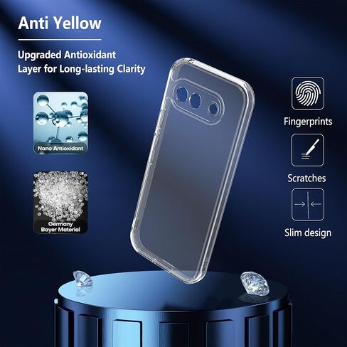 Anoowkoa Designed for Google Pixel 10a Case with 2 Pack Tempered Glass Screen Protector.Anti Yellowing Clear Phone Case[Military Grade Protection] High Transparency.Anti-Scratch.Transparent in Saudi Arabia