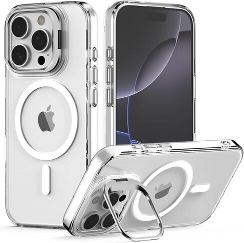 Nvollnoe for iPhone 16 Pro Case Compatible with MagSafe Military Grade Shockproof Heavy Duty Protective Adjustable Kickstand Matte Semi Clear Phone Cover for iPhone 16 Pro(Clear) in Kuwait