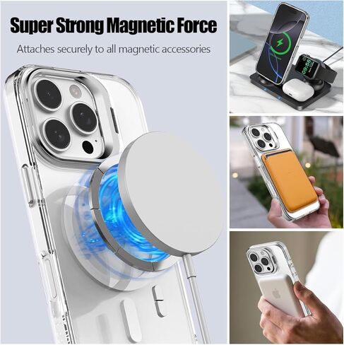 Nvollnoe for iPhone 16 Pro Case Compatible with MagSafe Military Grade Shockproof Heavy Duty Protective Adjustable Kickstand Matte Semi Clear Phone Cover for iPhone 16 Pro(Clear) in Kuwait