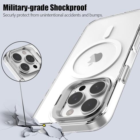 Nvollnoe for iPhone 16 Pro Case Compatible with MagSafe Military Grade Shockproof Heavy Duty Protective Adjustable Kickstand Matte Semi Clear Phone Cover for iPhone 16 Pro(Clear) in Kuwait
