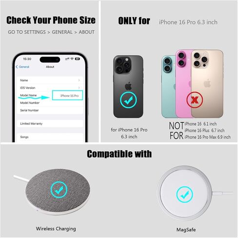 Nvollnoe for iPhone 16 Pro Case Compatible with MagSafe Military Grade Shockproof Heavy Duty Protective Adjustable Kickstand Matte Semi Clear Phone Cover for iPhone 16 Pro(Clear) in Kuwait