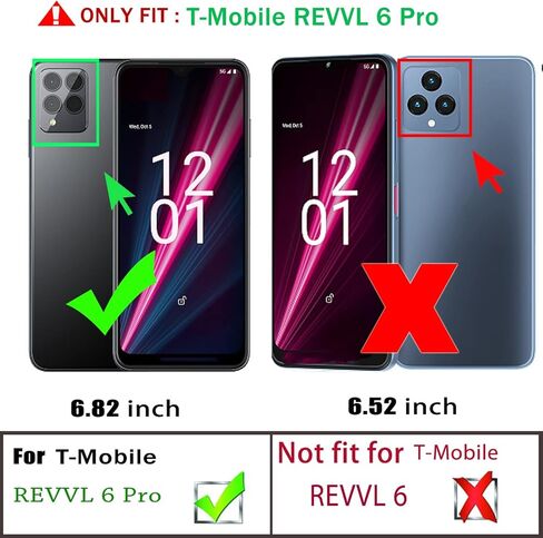 حافظة T-Mobile Revvl 6 Pro / REVVL 6X Pro 5G مع [عبوتين] واقي شاشة من الزجاج المقوى، لهاتف T-Mobile REVVL 6 Pro [من الدرجة العسكرية] درع واقٍ، عدسة تحمي حافظة حامل بمسند مغناطيسي in Kuwait
