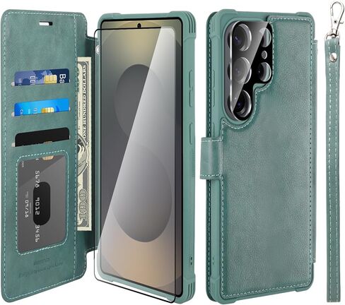 حافظة محفظة VANAVAGY لهاتف Galaxy S25 Ultra مع حامل بطاقة RFID، غطاء هاتف مغناطيسي من الجلد القابل للطي مع حزام معصم لحقيبة الشحن اللاسلكي لهاتف S25ultra 6.9 بوصة، ذهبي وردي in Kuwait