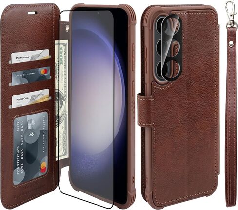 حافظة محفظة VANAVAGY لهاتف Galaxy S25 Ultra مع حامل بطاقة RFID، غطاء هاتف مغناطيسي من الجلد القابل للطي مع حزام معصم لحقيبة الشحن اللاسلكي لهاتف S25ultra 6.9 بوصة، ذهبي وردي in Kuwait