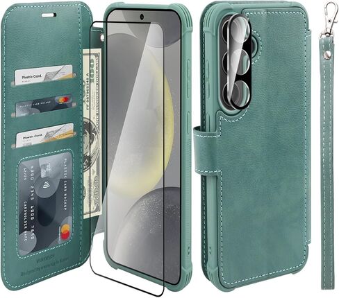 حافظة محفظة VANAVAGY لهاتف Galaxy S25 Ultra مع حامل بطاقة RFID، غطاء هاتف مغناطيسي من الجلد القابل للطي مع حزام معصم لحقيبة الشحن اللاسلكي لهاتف S25ultra 6.9 بوصة، ذهبي وردي in Kuwait