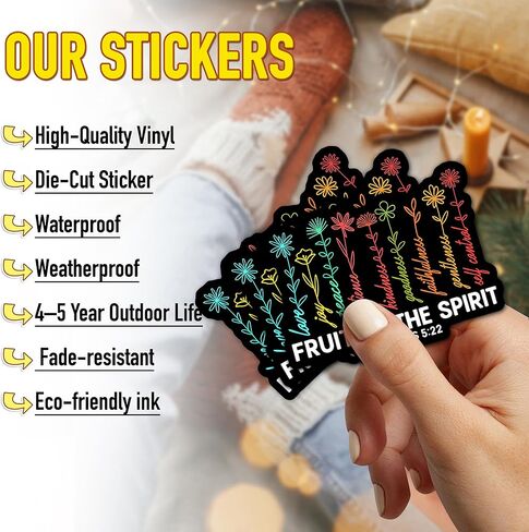 (3Pcs) Fruit of The Spirit Sticker Christian Inspirational Decals Decorate Books Laptop Phone Water Bottles Tumbler Waterproof Vinyl Stickers 3 x 2.3 inches in Kuwait