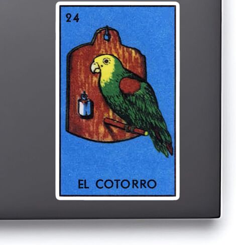 ملصق من الفينيل بتصميم ببغاء ملون من Lotería El Cotorro، ملصق فينيل جمالي أزرق نابض بالحياة مضاد للماء لأجهزة الكمبيوتر المحمولة وزجاجات المياه وأجهزة الكمبيوتر المحمولة ونوافذ السيارة والأمتعة in Kuwait