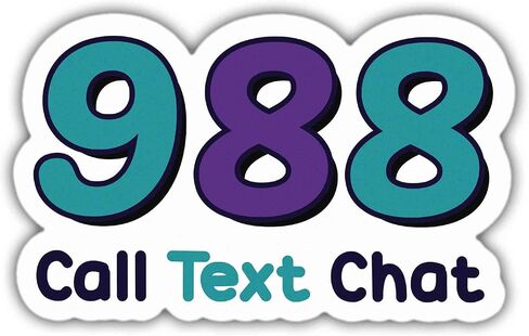 ملصقات منع الانتحار، ملصقات فينيل للدردشة النصية 988، ملصقات مقاومة للطقس لزجاجات المياه ونافذة الكمبيوتر المحمول مقاس 5 بوصات in Kuwait
