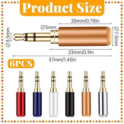 Trinkrittey 6 قطع 3.5 مم مقبس بديل 1/8 بوصة 3.5 مم مقبس سماعة رأس ستيريو TRS 3 أقطاب لحام نوع DIY محول موصل كابل الصوت لإصلاح كابل الصوت لسماعات الرأس in Kuwait