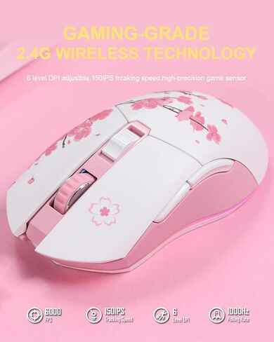 مجموعة لوحة مفاتيح ميكانيكية لاسلكية DAREU EK98pro Sakura Pink وماوس ألعاب لاسلكي in Kuwait