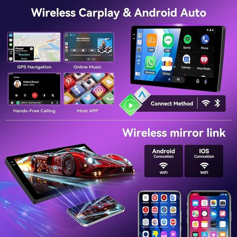 [4G+128G] Car Radio for Ford Fiesta 2009-2014 with Wireless CarPlay Android Auto,9" Touchscreen Ford Fiesta Android 15 Car Stereo with Mirror Link WiFi GPS,Bluetooth,FM/RDS SWC EQ+AHD Backup Camera in Kuwait