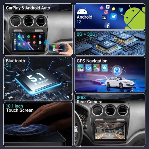 Leadfan Car Radio Stereo for Ford Transit Connect 2010 2011 2012 2013, 10.1 inch Touch Screen Wireless Carplay Android Auto GPS Navigation Head Unit Bluetooth FM SWC MIC + Backup Camera, 2+32G in Kuwait