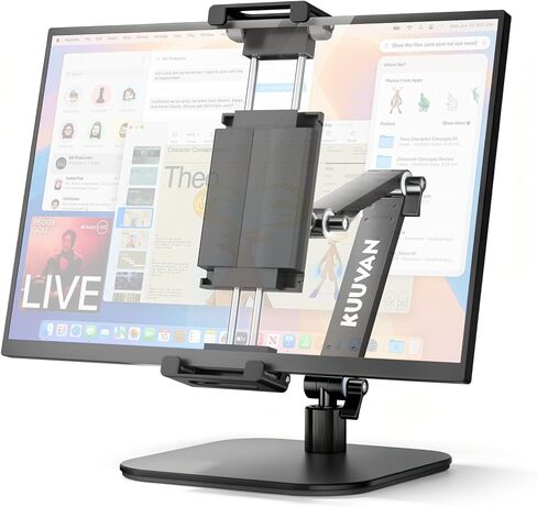 Portable Monitor Stand, Large Clamp - Heavy Duty Aluminum Desktop, Knob-Locking Adjustable Arm Mount for 7.9-18.5" Portable Monitors & Tablets, Max Load 3.3 lbs (Black) in Kuwait