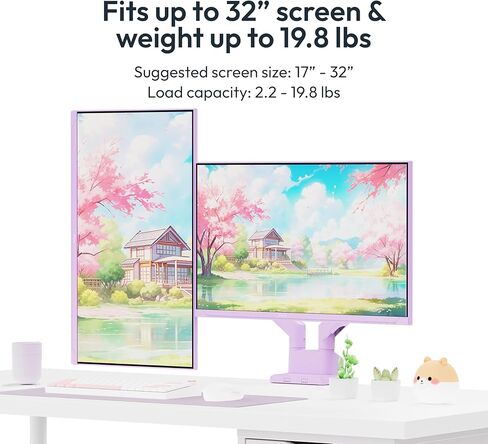 Pixio PS1D Wave Purple Dual Monitor Arm with Purple HDMI 2.1 Cable Ultra Certified Ultra High Speed 6FT 8K 60Hz 4K 120Hz Nylon Braided in Kuwait