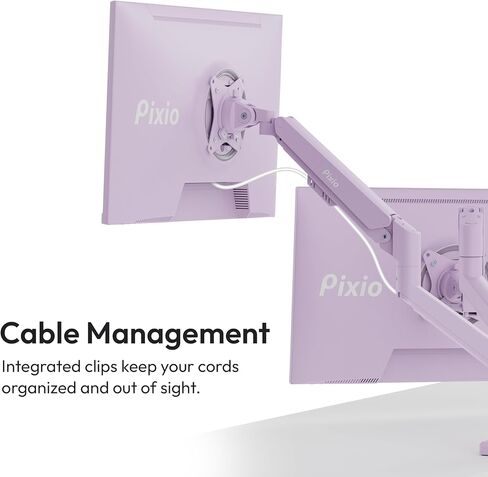 Pixio PS1D Wave Purple Dual Monitor Arm with Purple HDMI 2.1 Cable Ultra Certified Ultra High Speed 6FT 8K 60Hz 4K 120Hz Nylon Braided in Kuwait