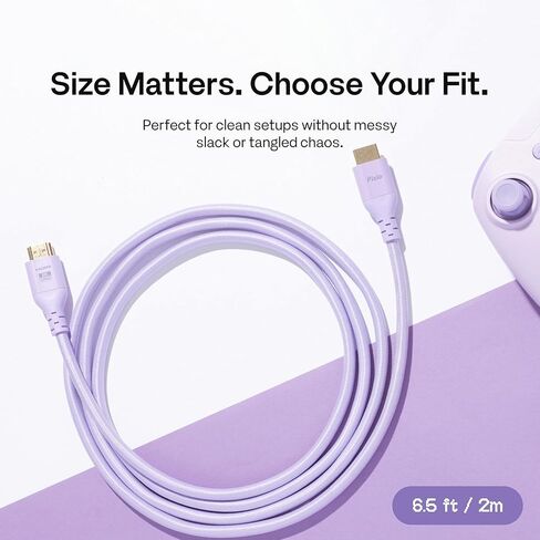 Pixio PS1D Wave Purple Dual Monitor Arm with Purple HDMI 2.1 Cable Ultra Certified Ultra High Speed 6FT 8K 60Hz 4K 120Hz Nylon Braided in Kuwait