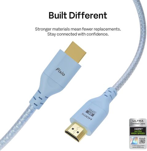 Pixio PS1D Wave Blue Dual Monitor Arm with Blue HDMI 2.1 Cable Ultra Certified Ultra High Speed 6FT 8K 60Hz 4K 120Hz Nylon Braided in Kuwait