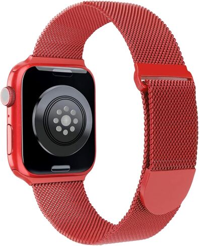 سوار معدني متوافق مع أساور ساعة Apple 38 مم 40 مم 41 مم 42 مم 44 مم 45 مم 46 مم 49 مم Ultra 3/2/1، حزام مغناطيسي بحلقة شبكية من الفولاذ المقاوم للصدأ لسلسلة iWatch 11 10 9 8 SE 7 6 5 4 3 2 1 in Kuwait