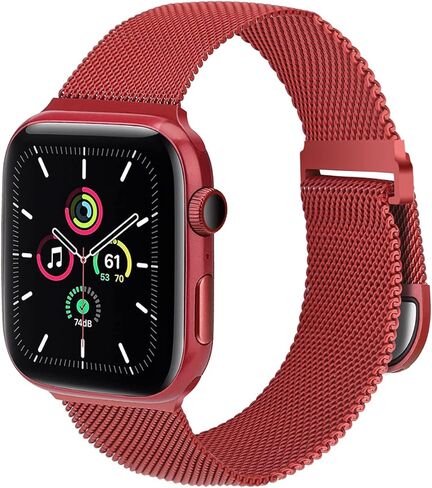 سوار معدني متوافق مع أساور ساعة Apple 38 مم 40 مم 41 مم 42 مم 44 مم 45 مم 46 مم 49 مم Ultra 3/2/1، حزام مغناطيسي بحلقة شبكية من الفولاذ المقاوم للصدأ لسلسلة iWatch 11 10 9 8 SE 7 6 5 4 3 2 1 in Kuwait