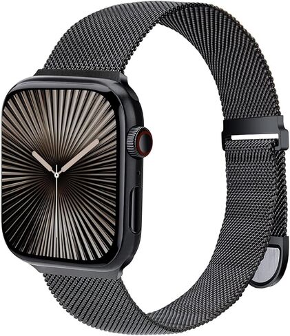 سوار معدني متوافق مع أساور ساعة Apple 38 مم 40 مم 41 مم 42 مم 44 مم 45 مم 46 مم 49 مم Ultra 3/2/1، حزام مغناطيسي بحلقة شبكية من الفولاذ المقاوم للصدأ لسلسلة iWatch 11 10 9 8 SE 7 6 5 4 3 2 1 in Kuwait