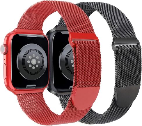 سوار معدني متوافق مع أساور ساعة Apple 38 مم 40 مم 41 مم 42 مم 44 مم 45 مم 46 مم 49 مم Ultra 3/2/1، حزام مغناطيسي بحلقة شبكية من الفولاذ المقاوم للصدأ لسلسلة iWatch 11 10 9 8 SE 7 6 5 4 3 2 1 in Kuwait