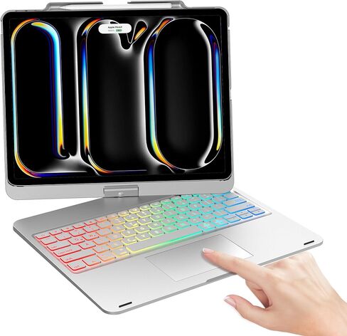 Swivel Keyboard Case for iPad Pro 13 inch M5/M4 & iPad Air 13 M4/M3/M2 & iPad Pro 12.9(6th/5th/4th/3rd Gen) Case with Keyboard, 360° Rotating Cover with Pen Holder, RGB Backlit,Trackpad,Pencil Holder in Kuwait