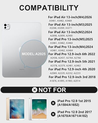 Swivel Keyboard Case for iPad Pro 13 inch M5/M4 & iPad Air 13 M4/M3/M2 & iPad Pro 12.9(6th/5th/4th/3rd Gen) Case with Keyboard, 360° Rotating Cover with Pen Holder, RGB Backlit,Trackpad,Pencil Holder in Kuwait