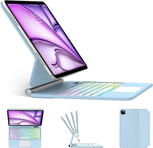 Swivel Keyboard Case for iPad Pro 13 inch M5/M4 & iPad Air 13 M4/M3/M2 & iPad Pro 12.9(6th/5th/4th/3rd Gen) Case with Keyboard, 360° Rotating Cover with Pen Holder, RGB Backlit,Trackpad,Pencil Holder in Kuwait