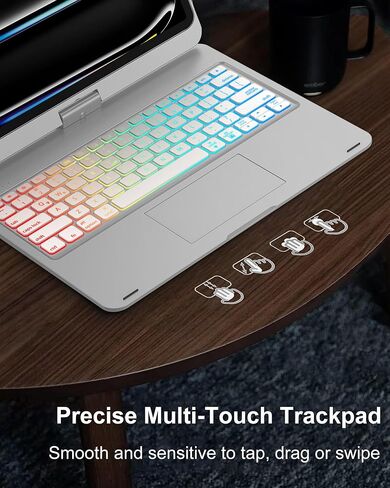 Swivel Keyboard Case for iPad Pro 13 inch M5/M4 & iPad Air 13 M4/M3/M2 & iPad Pro 12.9(6th/5th/4th/3rd Gen) Case with Keyboard, 360° Rotating Cover with Pen Holder, RGB Backlit,Trackpad,Pencil Holder in Kuwait