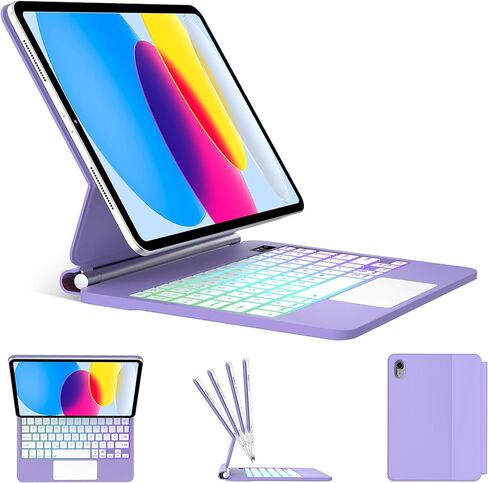 Swivel Keyboard Case for iPad Pro 13 inch M5/M4 & iPad Air 13 M4/M3/M2 & iPad Pro 12.9(6th/5th/4th/3rd Gen) Case with Keyboard, 360° Rotating Cover with Pen Holder, RGB Backlit,Trackpad,Pencil Holder in Kuwait