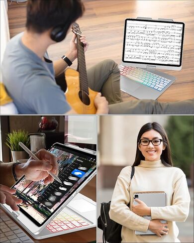 Swivel Keyboard Case for iPad Pro 13 inch M5/M4 & iPad Air 13 M4/M3/M2 & iPad Pro 12.9(6th/5th/4th/3rd Gen) Case with Keyboard, 360° Rotating Cover with Pen Holder, RGB Backlit,Trackpad,Pencil Holder in Kuwait