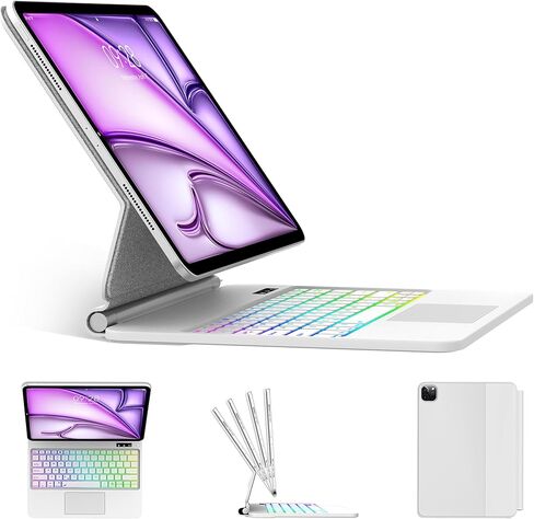 Swivel Keyboard Case for iPad Pro 13 inch M5/M4 & iPad Air 13 M4/M3/M2 & iPad Pro 12.9(6th/5th/4th/3rd Gen) Case with Keyboard, 360° Rotating Cover with Pen Holder, RGB Backlit,Trackpad,Pencil Holder in Kuwait