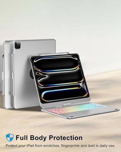 Swivel Keyboard Case for iPad Pro 13 inch M5/M4 & iPad Air 13 M4/M3/M2 & iPad Pro 12.9(6th/5th/4th/3rd Gen) Case with Keyboard, 360° Rotating Cover with Pen Holder, RGB Backlit,Trackpad,Pencil Holder in Kuwait