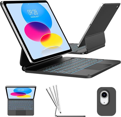 Swivel Keyboard Case for iPad Pro 13 inch M5/M4 & iPad Air 13 M4/M3/M2 & iPad Pro 12.9(6th/5th/4th/3rd Gen) Case with Keyboard, 360° Rotating Cover with Pen Holder, RGB Backlit,Trackpad,Pencil Holder in Kuwait