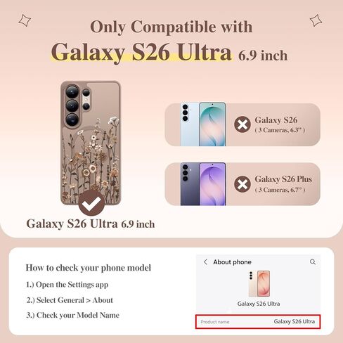 حافظة GVIEWIN لهاتف Samsung Galaxy S26 Ultra متوافقة مع MagSafe، حافظة هاتف مغناطيسية شفافة مع واقي شاشة، حماية كاملة للكاميرا، غطاء نسائي زهري مقاوم للصدمات، Floratopia/بني in Kuwait
