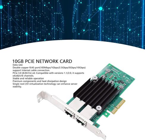بطاقة شبكة Yunseity 10 جيجا بايت PCIE، محول إيثرنت مزدوج منفذ RJ45 مع دعم للرقاقة وPCI Express 3.0 X4، لخادم VMware in Kuwait