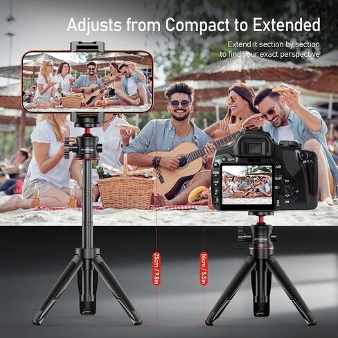 CYNOVA Mini Extension Pole Tripod with Phone Holder, 3-in-1 Handheld Tripod Selfie Stick, All-in-One Kit for Smartphones, Compact Cameras & Action Cameras, Lightweight for Vlogging & Travel in Kuwait