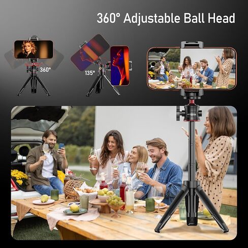 CYNOVA Mini Extension Pole Tripod with Phone Holder, 3-in-1 Handheld Tripod Selfie Stick, All-in-One Kit for Smartphones, Compact Cameras & Action Cameras, Lightweight for Vlogging & Travel in Kuwait