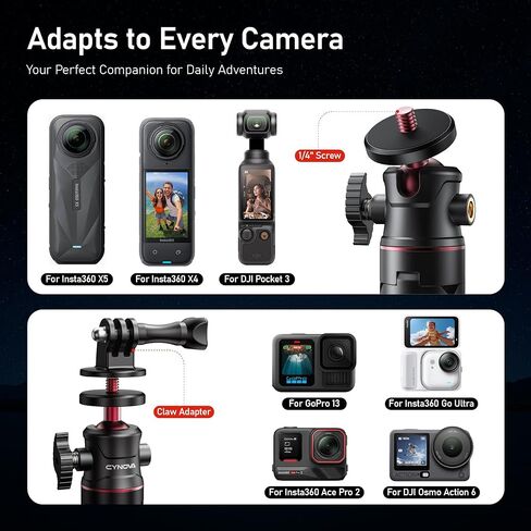 CYNOVA Mini Extension Pole Tripod with Phone Holder, 3-in-1 Handheld Tripod Selfie Stick, All-in-One Kit for Smartphones, Compact Cameras & Action Cameras, Lightweight for Vlogging & Travel in Kuwait